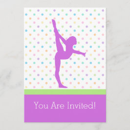Pastel Spots Gymnastics i Lavender Inbjudningar