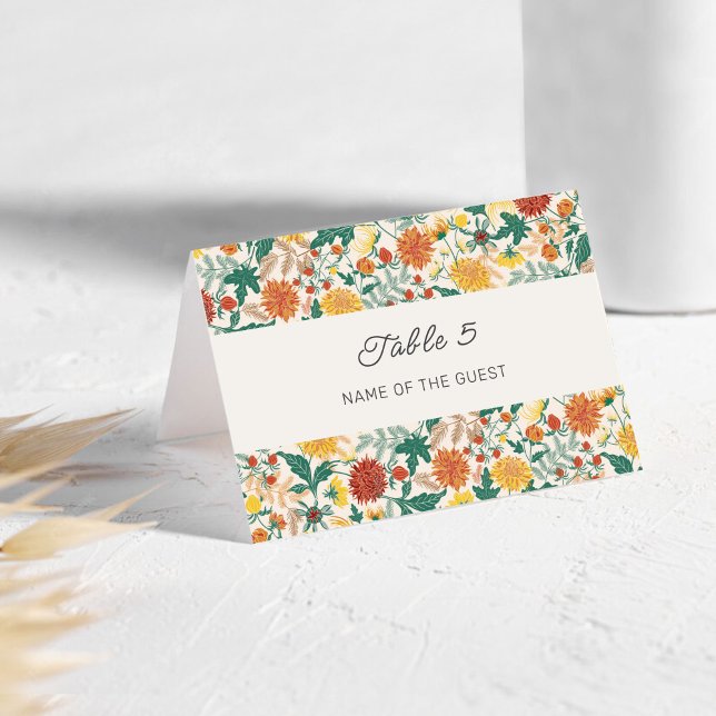 Pastel Spring Dahlia Flowers Wedding Place Card Bordsnummer (Skapare uppladdad)