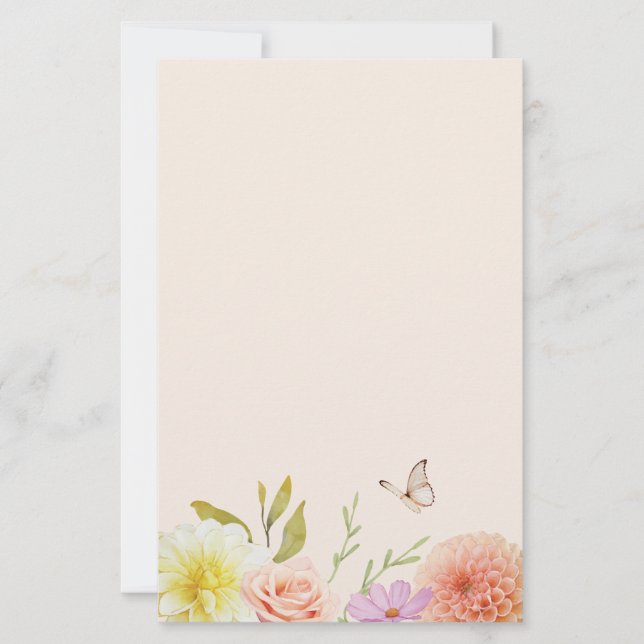 Pastel Spring Flower Stationery Brevpapper (Framsida)
