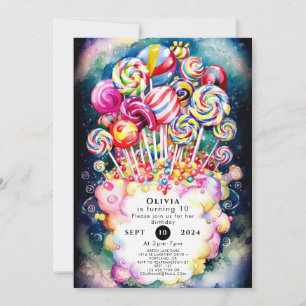 Pastel Sprinkle Candyland Birthday Inbjudningar
