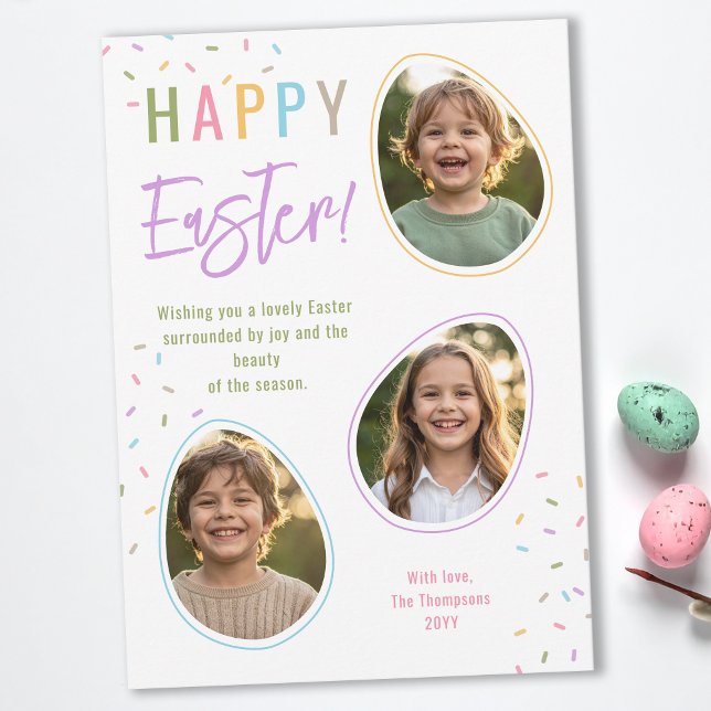 Pastel Sprinkles Easter Egg Photo Collage Easter Kort (Skapare uppladdad)