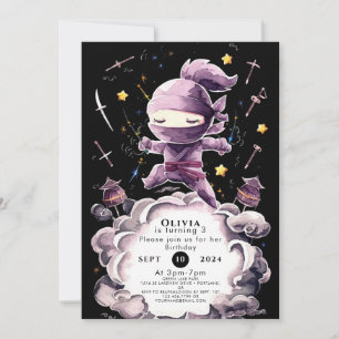 Pastel Spy Ninja Birthday Inbjudningar