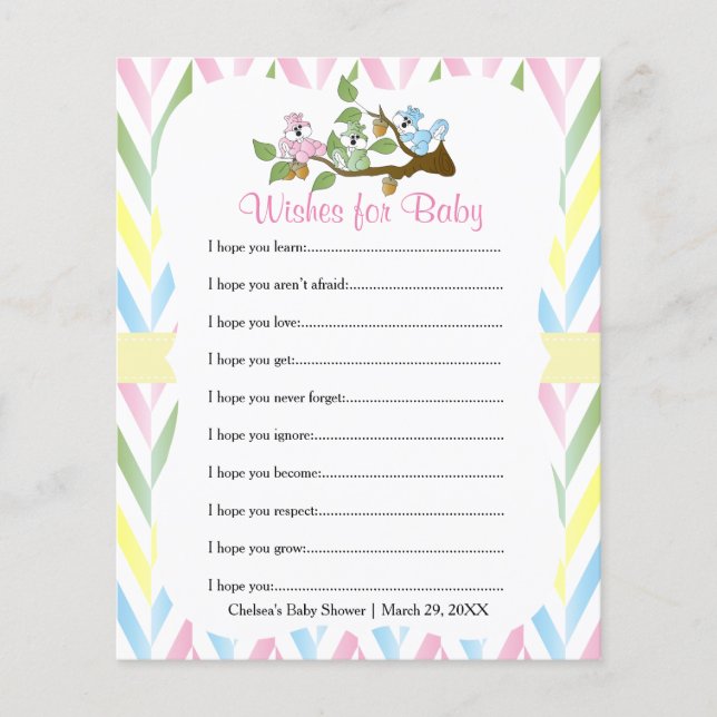 Pastel Squirrel Flicka Shower - Önskemål (Framsida)