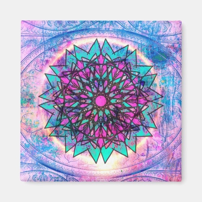 Pastel Stached Glass Mandala Magnet (Framsidan)
