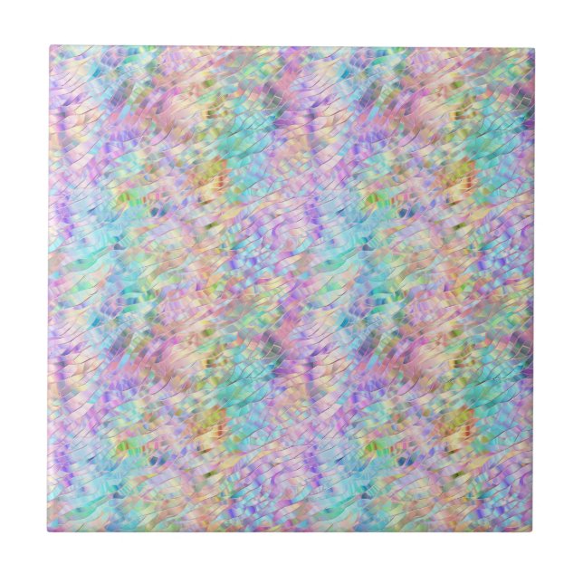 Pastel Stached Glass Rainbow Mönster Kakelplatta (Framsidan)