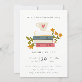 Pastel Stacks Bokar Blommigt Par Shower Inbjudan