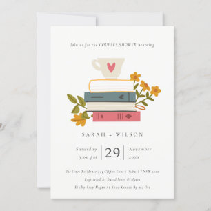 Pastel Stacks Bokar Blommigt Par Shower Inbjudan