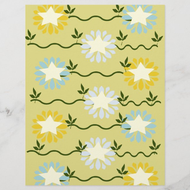 Pastel Star Blommönster Scrapbook Papper (Framsida)