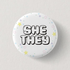 Pastel Star Confetti, hon/de Pronouns Knapp