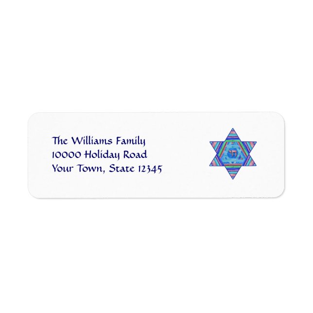 Pastel Star of David Returetiketters Returadress Etikett (Framsidan)