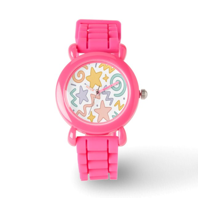 Pastel Starburst Doodles Armbandsur (Framsida)