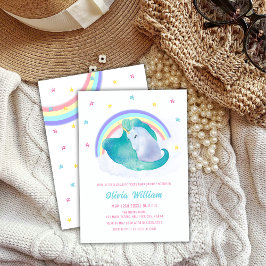 Pastel Stars Unicorn Rainbow Shower Inbjudningar