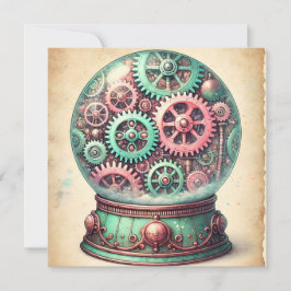 Pastel Steampunk Jul Snöglob Hälsningar Julkort