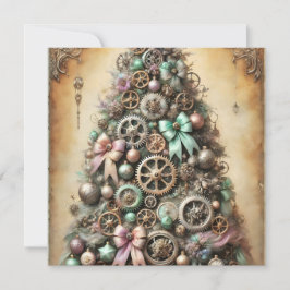 Pastel Steampunk Julgran Greeting Card Julkort