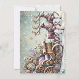 Pastel Steampunk julkort Antique Reindeer Kort