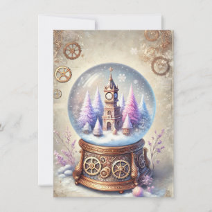 Pastel Steampunk julkort Antique Snö Globe Kort