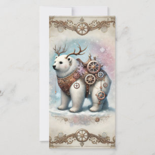 Pastel Steampunk Julkort Vita björn