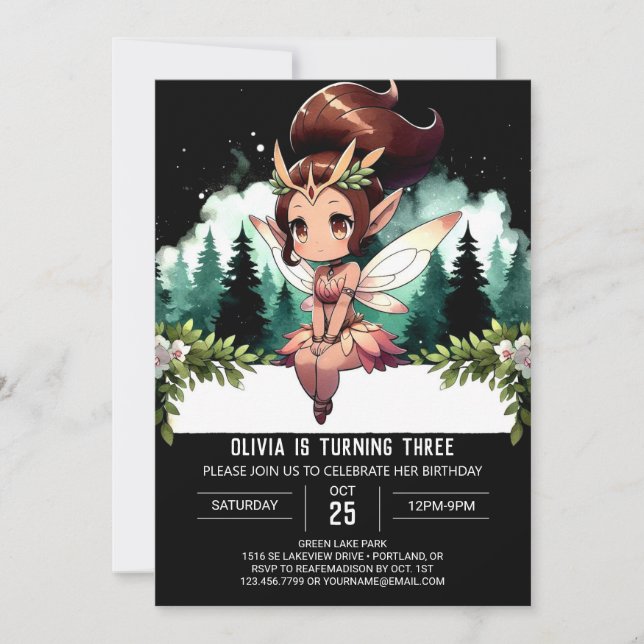 Pastel Stollig Fairy Birthday Inbjudningar (Framsida)