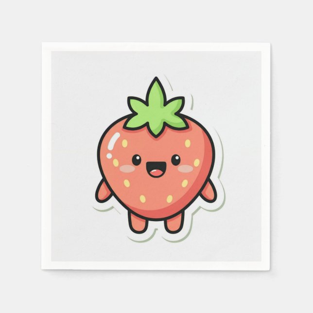 Pastel Strawberry Aesthetic Sticker – Cute Fruit I Pappersservett (Framsidan)