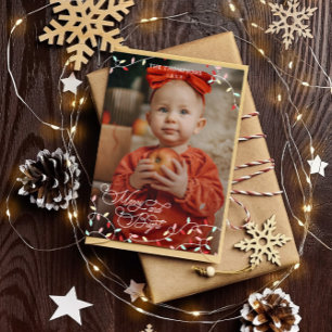 Pastel String Ljus Merry Bright julfoto Julkort