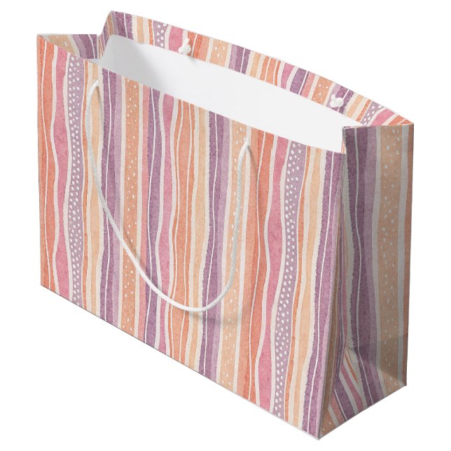 Pastel Stripe Mönster Large Gift Bag (Baksidan Vinklad)