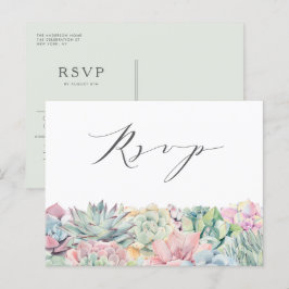 Pastel Succulents Garland Bröllop OSA Vykort