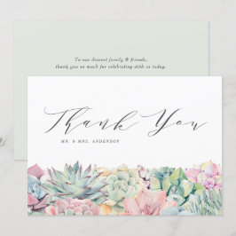 Pastel Succulents Garland Bröllop Tack Kort