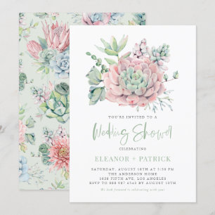 Pastel Succulents, vattenfärg, sommarMöhippa Inbjudningar
