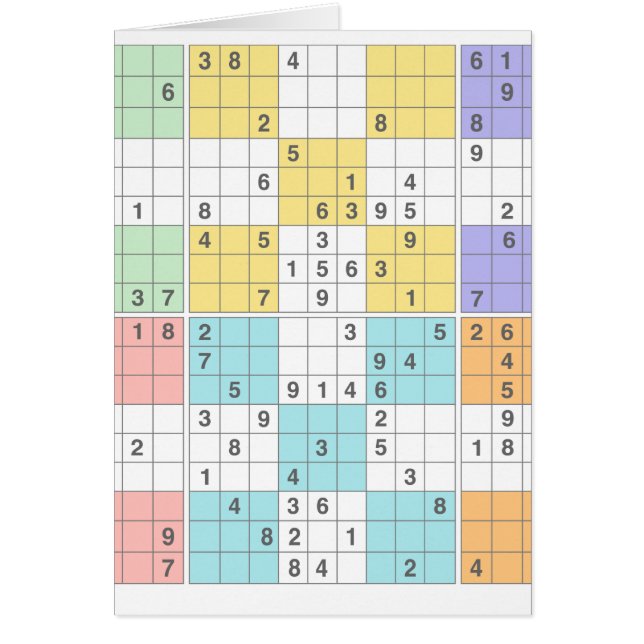 pastel sudoku hälsningskort (Framsidan)