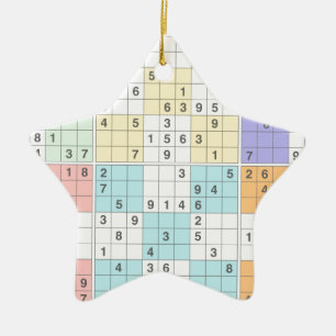 pastel sudoku julgransprydnad keramik