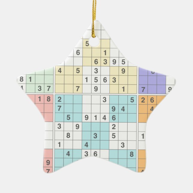 pastel sudoku julgransprydnad keramik (Framsidan)