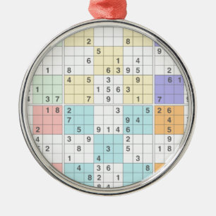 pastel sudoku julgransprydnad metall