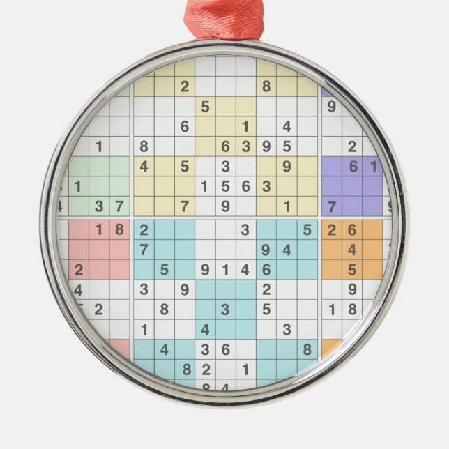 pastel sudoku julgransprydnad metall (Framsidan)