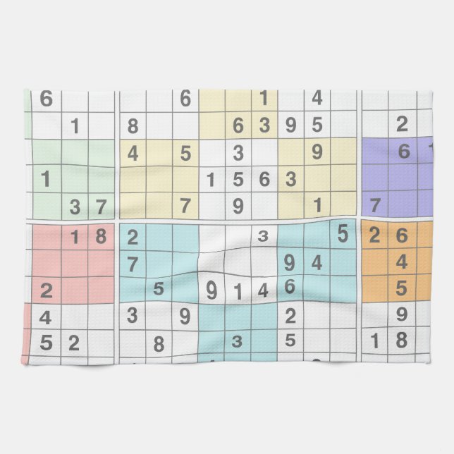 pastel sudoku kökshandduk (Horisontell)