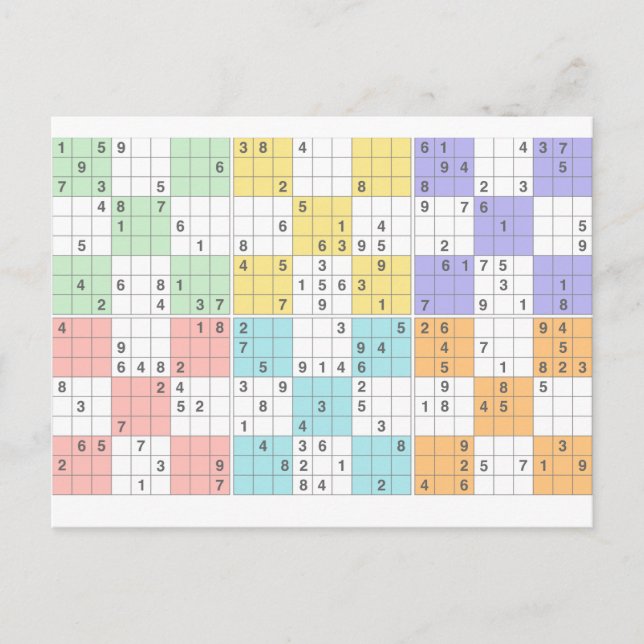 pastel sudoku vykort (Framsida)
