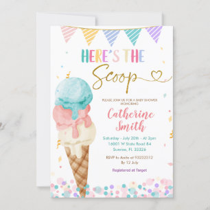 Pastel Summer Ice Cream Baby Shower Inbjudningar