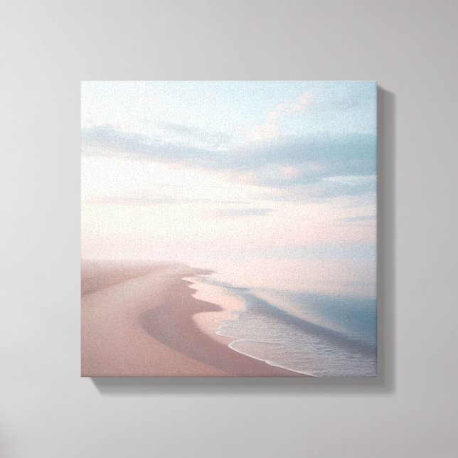 Pastel Sunrise Beach Canvas, Serene Morning Ocean  Canvastryck (Framsida)