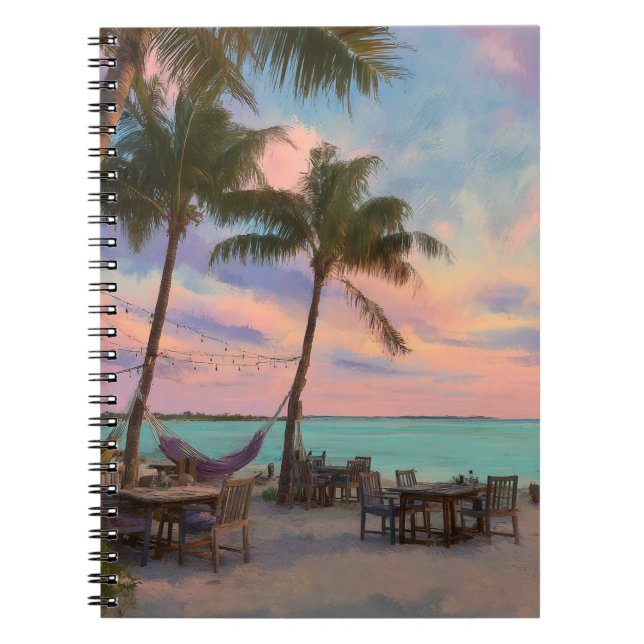 Pastel Sunset Beach Hammock Paradise Art Anteckningsbok (Framsidan)