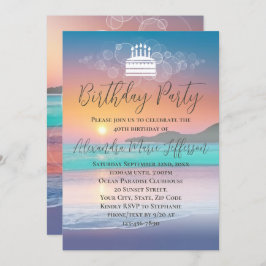 Pastel Sunset Beach Ocean Födelsedagsfest Inbjudningar