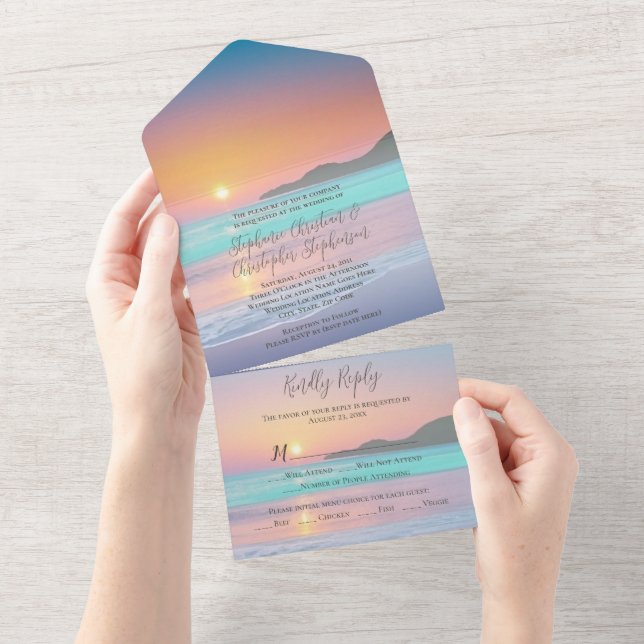 Pastel Sunset Destination Ocean Beach Wedding (Tearaway)