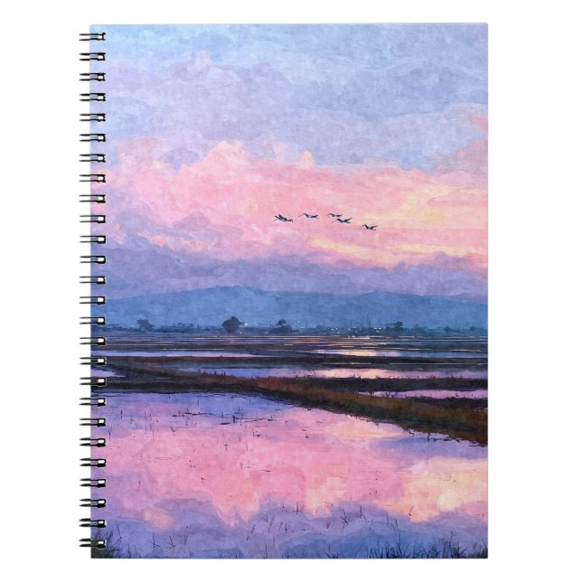 Pastel Sunset Flight Notebook Anteckningsbok (Framsidan)
