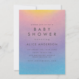 Pastel Sunset Watercolor Ombre Baby Shower Inbjudningar