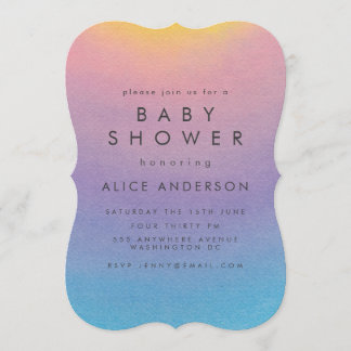 Pastel Sunset Watercolor Ombre Baby Shower Inbjudningar