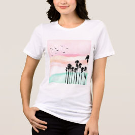 Pastel Sunset with Handflatan Träd - Tranquil Trop T Shirt