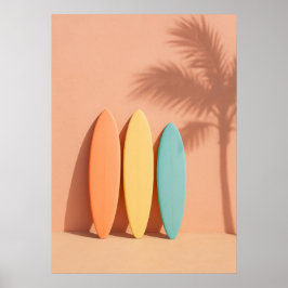 Pastel Surfboards and Palm Shadow Poster