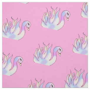 Pastel Svanar Hand plockade Art Fabric Tyg