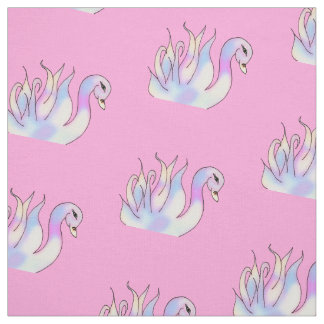 Pastel Svanar Hand plockade Art Fabric Tyg