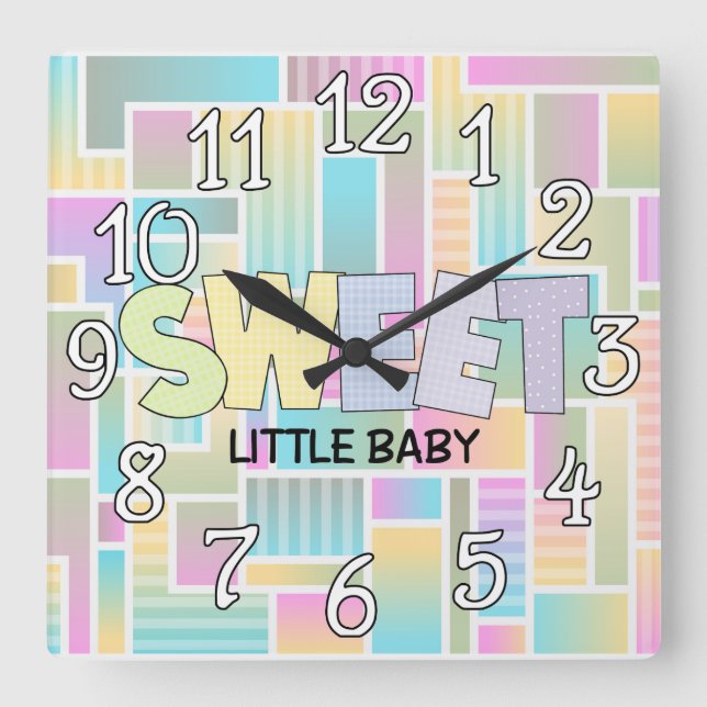 Pastel Sweet Baby Nursery Wall Clock Fyrkantig Klocka (Framsida)