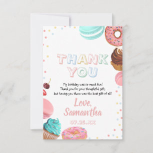 Pastel Sweet Candy Lolipop Cupkaka Donut Birthday Tack Kort