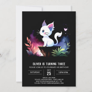 Pastel Sweet Cat Birthday Inbjudningar